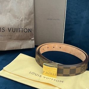 Louis Vuitton Belt Ceintire Carre Damien Goldtone